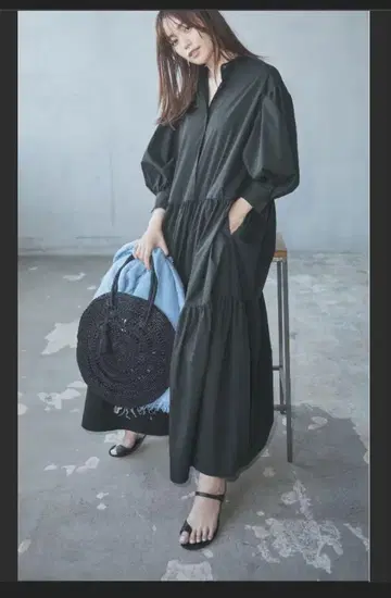 띠어리 럭스 티어드 롱 원피스] 38 블랙