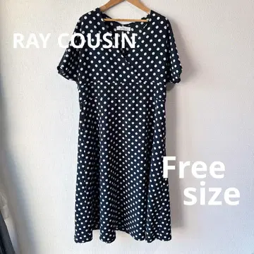 RAY CASSIN 블랙 도트 무늬 랩 드레스 프리 사이즈