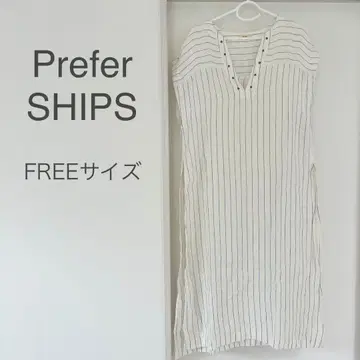 Prefer SHIPS 린넨 스트라이프 롱베스트/원피스