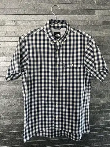 THE NORTH FACE 체크 무늬 반팔 셔츠 XL