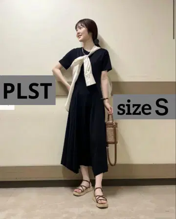 PLST 저지 원피스 S 블랙 롱