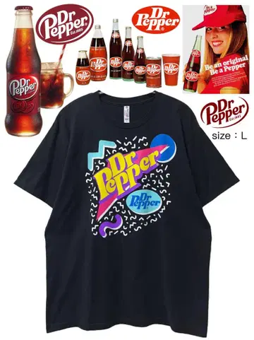 Dr Pepper 티셔츠 L 블랙 미국 구제 의류