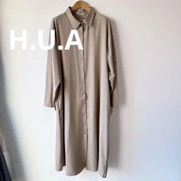 H.U.A 베이지 셔츠 원피스 긴팔