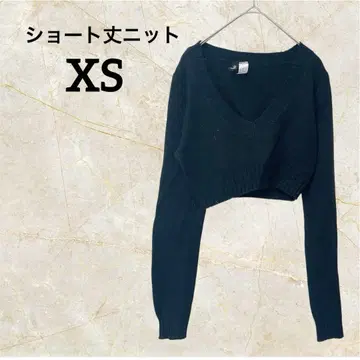 숏 기장 니트 스웨터 [XS] 블랙 검정 심플
