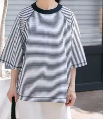 FORK & SPOON 보더 5부 소매 티셔츠 size 1
