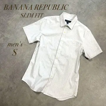 BANANA REPUBLIC 슬림핏 반팔 스트라이프 셔츠 남성용 S