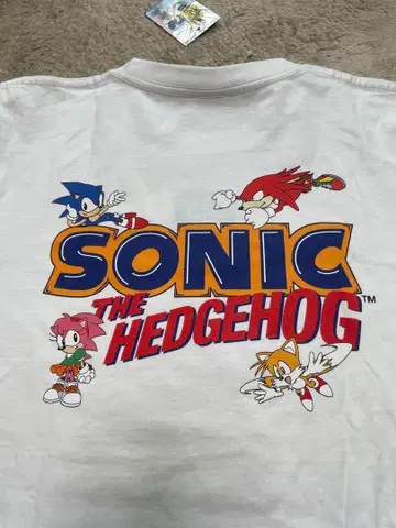SEGA M 60주년 세가 소닉 티셔츠 반팔 화이트 헤지호그