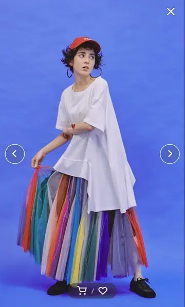 볼륨 스트라이프 얇은 명주 스커트 멀티 컬러 프리 사이즈