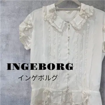INGEBORG 잉게보그 레이스 리본 블라우스 핀턱 바 버튼