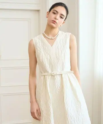 ANAYI 부푼 필름 자카드 플레어 원피스