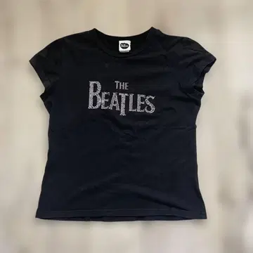 구제 의류 The Beatles 스톤 장식 반팔 티셔츠 블랙