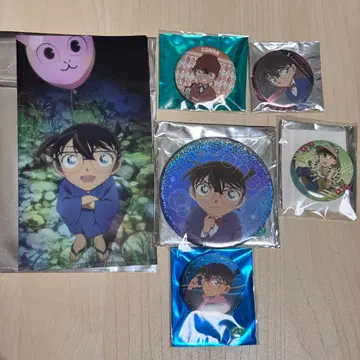 명탐정 코난 극장판 한정 에도가와 코난 클리어 파일 캔뱃지 세트