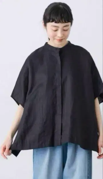 카구레 린넨 스퀘어 케이프 셔츠