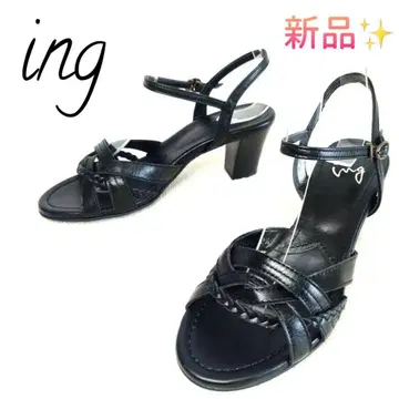새상품! ing 잉그 블랙 앵클 스트랩 샌들 23.5cm