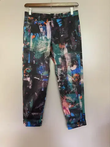 Paul Smith Men's 멀티컬러 추상 아트 프린트 팬츠