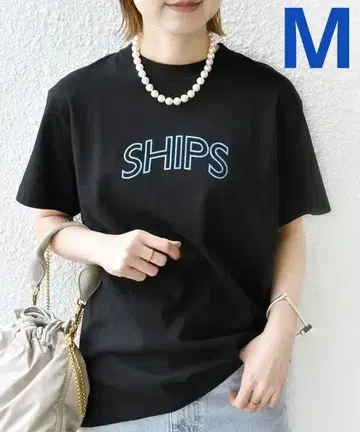 SHIPS 라운드 프린트 로고 티셔츠(M)