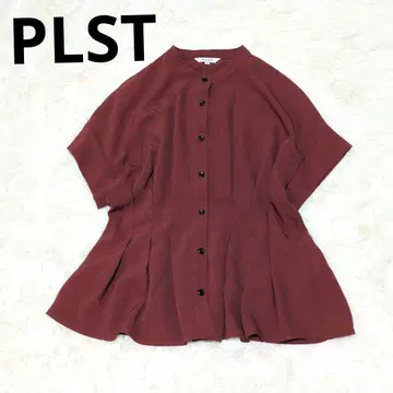 PLST 플라스테 트리아세 허리 턱 블라우스 페플럼 셔츠 브라운