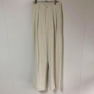 밈 셀렉트 아이보리 플리츠 와이드 레그 슬랙스