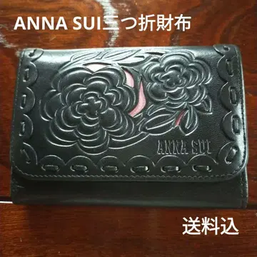 ANNA SUI 꽃무늬 엠보싱 3단 폴더형 지갑 미사용 새상품