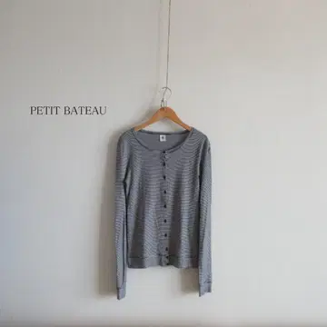 PETIT BATEAU 네이비 보더 코튼 가디건 M