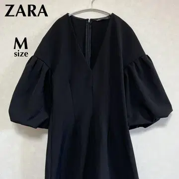 ZARA 자라 M 컨디션 최상 V넥 벌룬 슬리브 원피스 슬릿