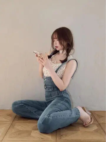 앤드메리 하트 힙 데님 올인원 M