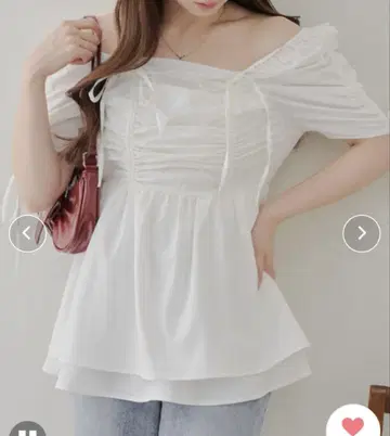 NICE CLAUP 드로스트 튜닉 블라우스 오프 숄더 셔츠 화이트