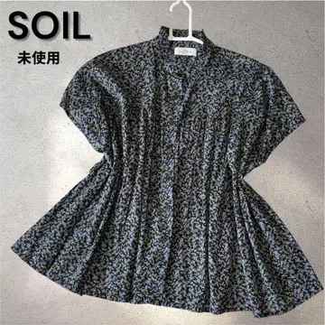 soil 소일 별주 코튼 100% 미니 꽃무늬 프릴 개더 셔츠 블라우스