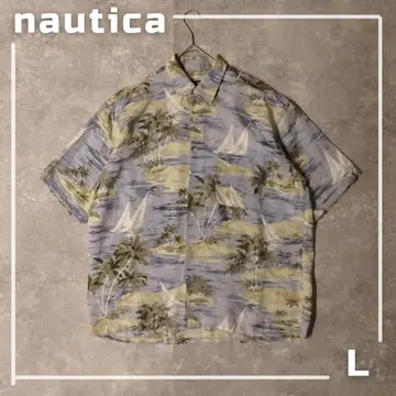 90년대 빈티지 Nautica 알로하 셔츠 L 사이즈 데미지 셔츠