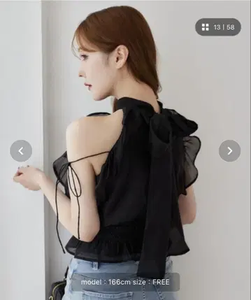 NICE CLAUP 아메스리 백 리본 블라우스