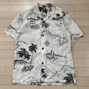 6.23 Royal Creations 알로하 셔츠 크림 올 패턴 M