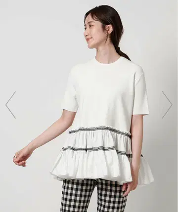 유나이티드 애로우즈 엠블로 티어드 콤비 숏 슬리브 니트