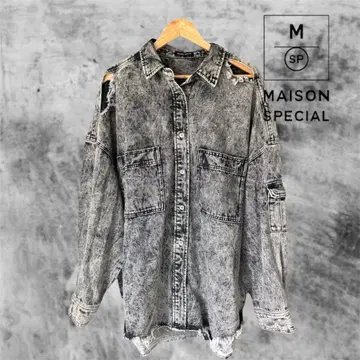 maison special 메조스페 데님 자켓 데미지 가공 남녀 공용