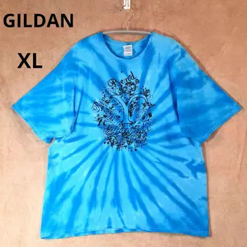 GILDAN 길단 프린트 + 타이다이 티셔츠 파랑 XL