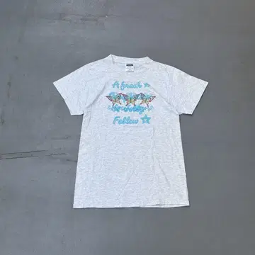 90s 빈티지 y2k 버터플라이 라메 프린트 반팔 티셔츠