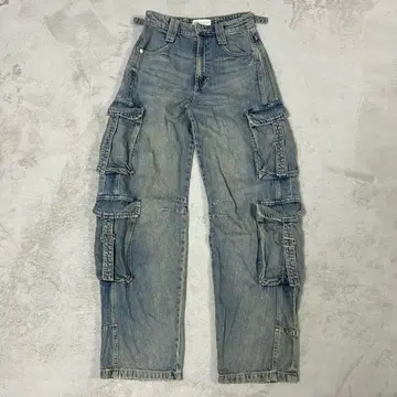 명작 자라 USED 가공 데님 카고 팬츠 R-7706
