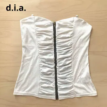 d.i.a 셔링 베어 탑 튜브 탑 뒷면 레이스 시스루 아이보리