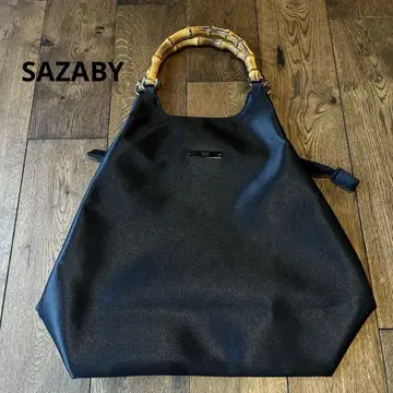 새상품급 SAZABY 사자비 대나무 핸들 토트백 블랙 일본제