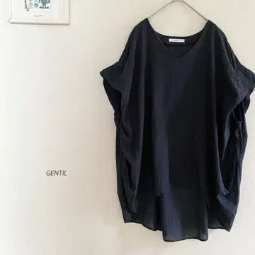 GENTIL 코튼 보일 코쿤 튜닉 다크 네이비 2285