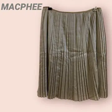 MACPHEE 플리츠 무릎 기장 스커트 변색 베이지 여성용/34