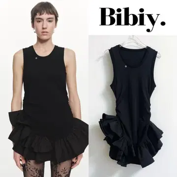 Bibiy. 아이리스 러플 톱 블랙