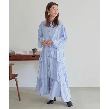 titivate 티티베이트 볼륨 불규칙한 밑단 셔츠 원피스