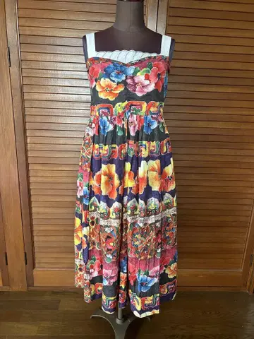 vintage 하이비스커스 꽃무늬 원피스 랩 스커트 에이프런