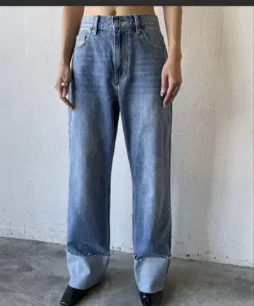 AIC. 빈티지 워시 와이드 핏 데님 팬츠 다크 블루 M