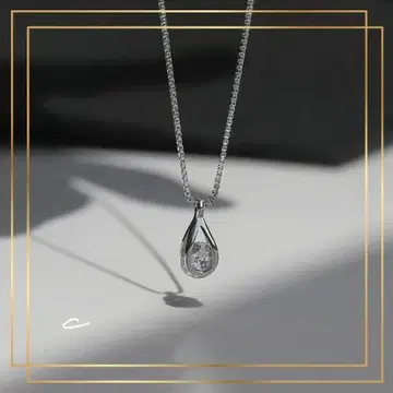 504c [ SV925 ] 물방울 목걸이 물방울 심플 1 다이아 실버
