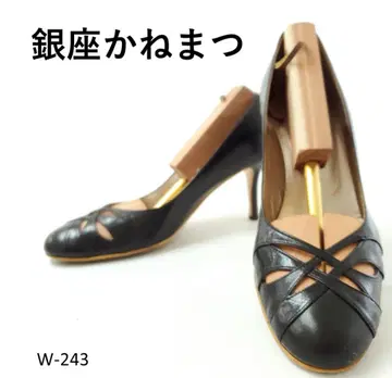 긴자 카네마츠 펌프스 라운드토 블랙 천연 가죽 23cm
