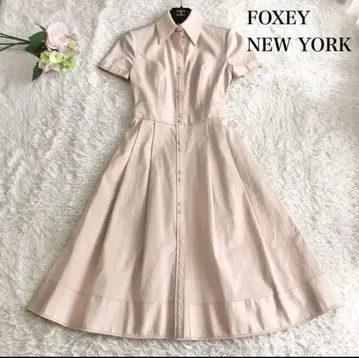 FOXEY NEW YORK 핑크 베이지 셔츠 원피스 반팔