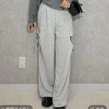 헤더 팬츠 그레이 맨투맨 원단