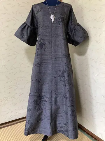 오시마 명주 기모노 리메이크 롱 원피스