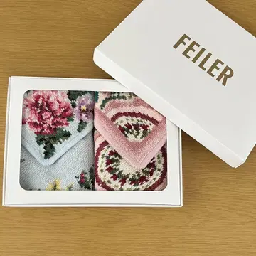 FEILER 꽃무늬 타월 손수건 2장 세트
